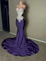 Exquisite Sheath Sweetheart Appliques Lace Court Train Jersey Dress